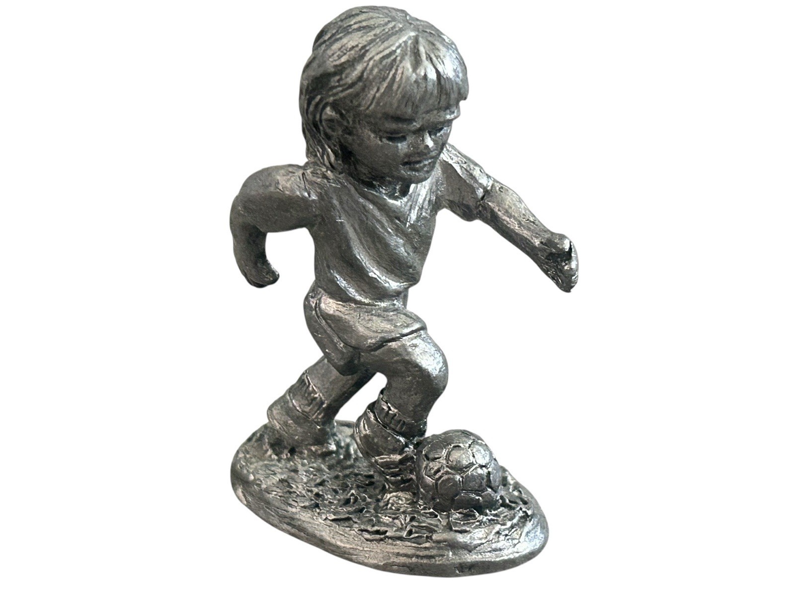 Michael Ricker Pewter Figurine Child Soccer Football Sports Vintage Signed