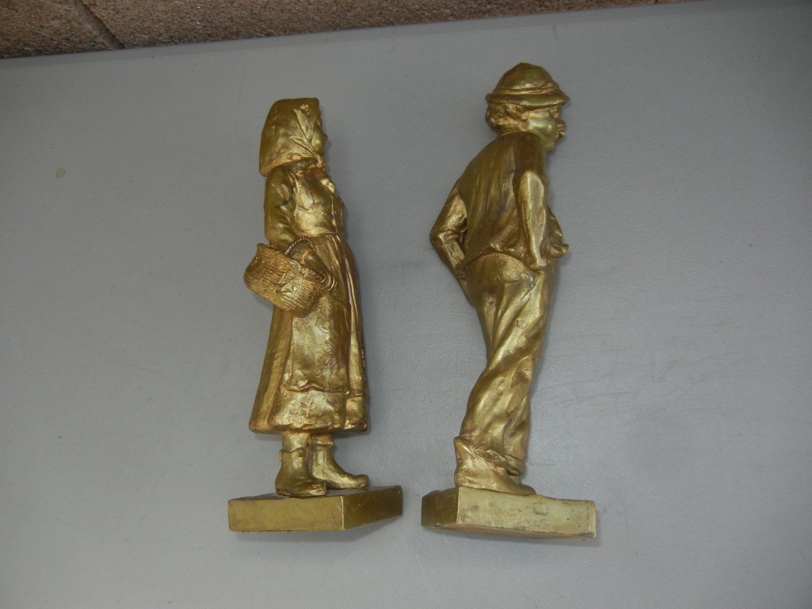 (2) Vintage Collectible Sculptures (bronze?) : Couple / Young Boy & Girl