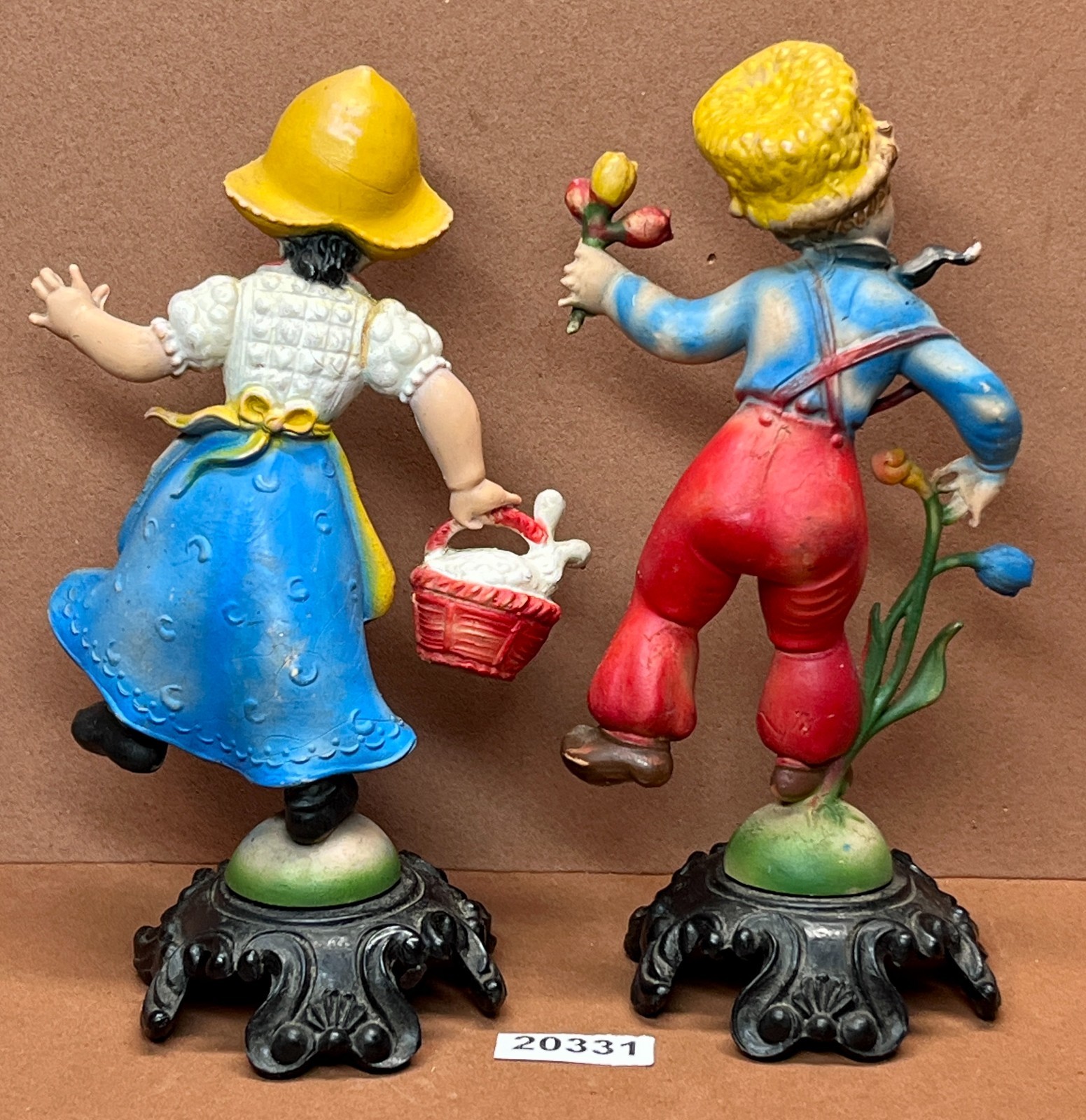 Italian Jack & Jill Resin 5″ Toy Figurines Girl and Boy Folk Dressed VINTAGE