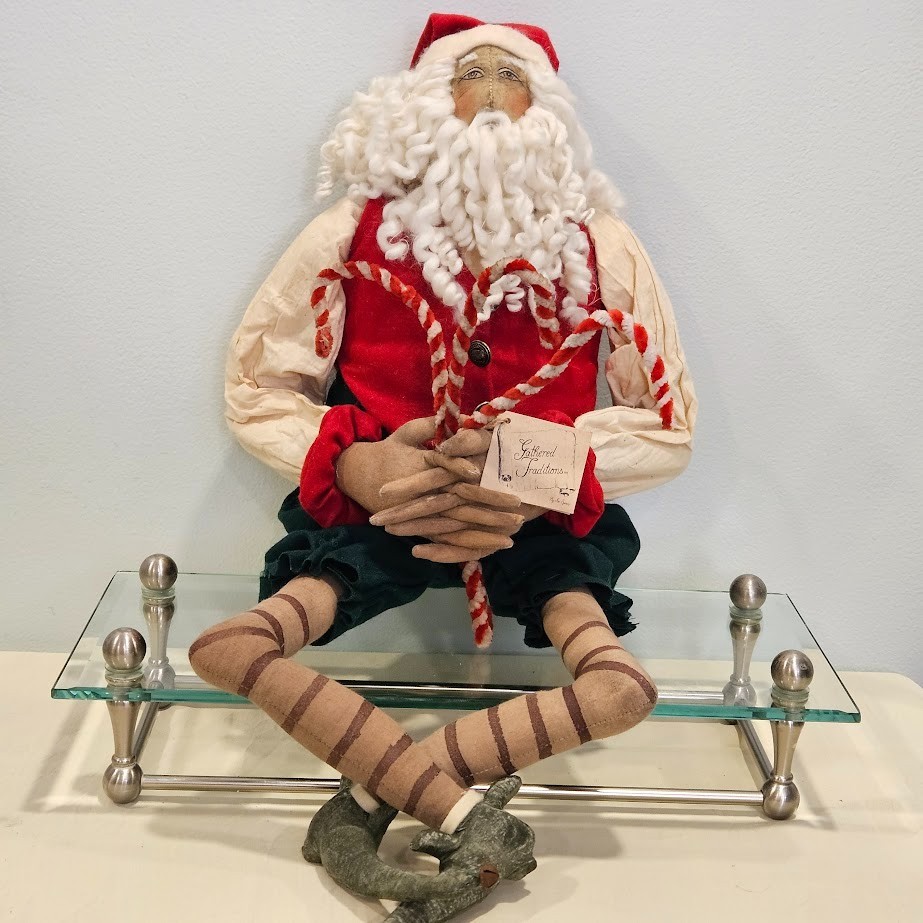 Joe Spencer Gathered Traditions Candy Cane Santa Claus Figure with Original Tag