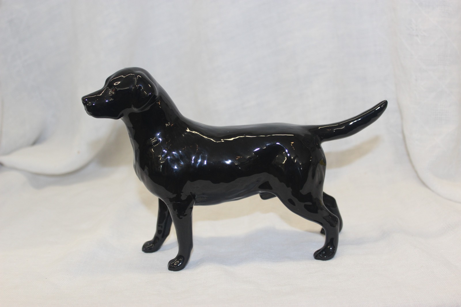 Beswick England Black Glazed Lab Dog Figurine Labrador 8 1/2″ long