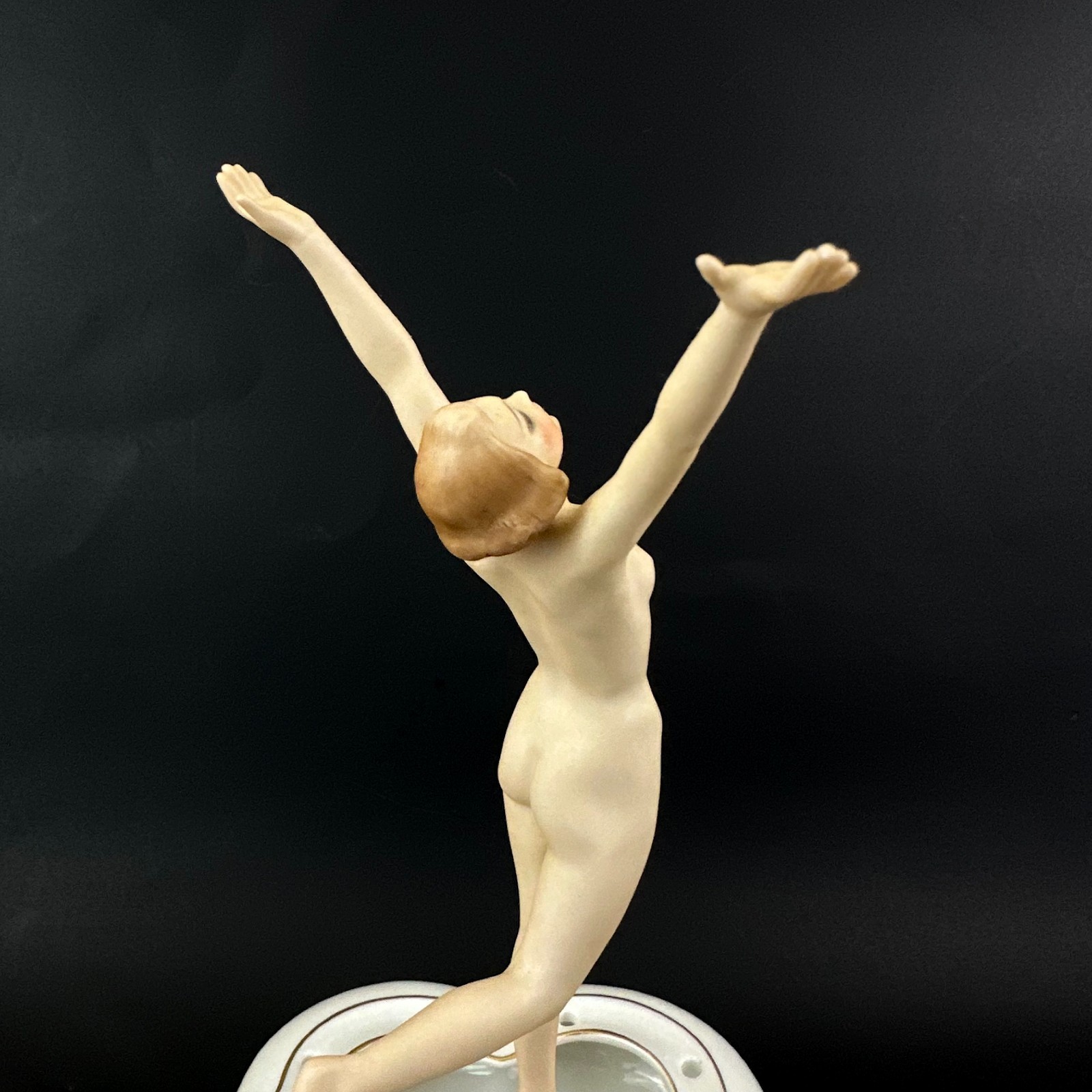 Hutschenreuther Karl Tutter Sonnenkind Sun Child Nude Lady on Gold Ball w/ Base