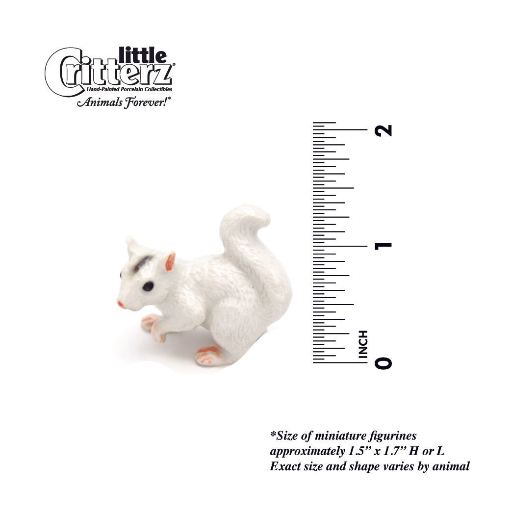Little Critterz Squirrel – White Squirrel “Bree” – Miniature Porcelain Figurine