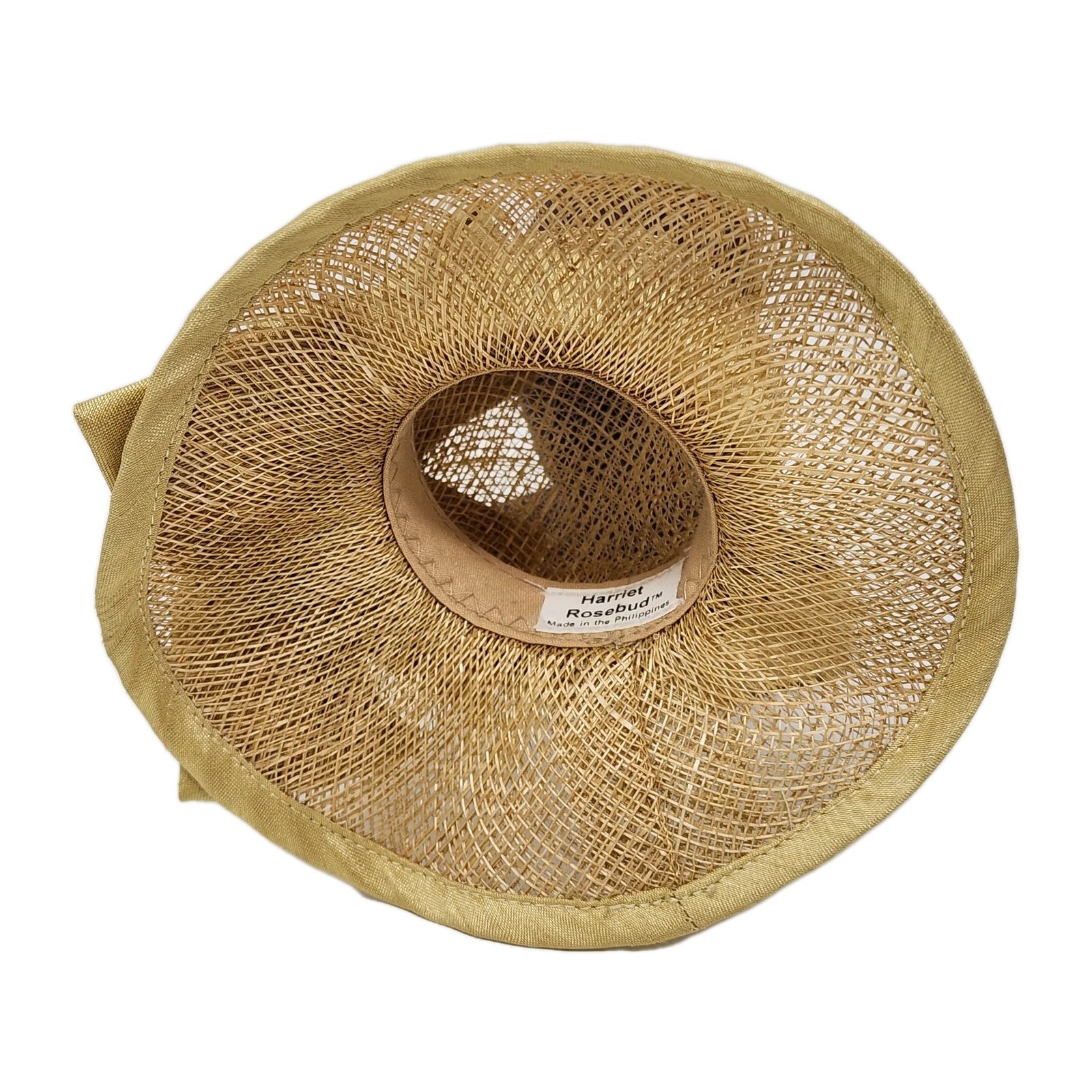Harriet Rosebud Miniature Designer Hat With Bust Beige Straw Hat w/ Ribbon