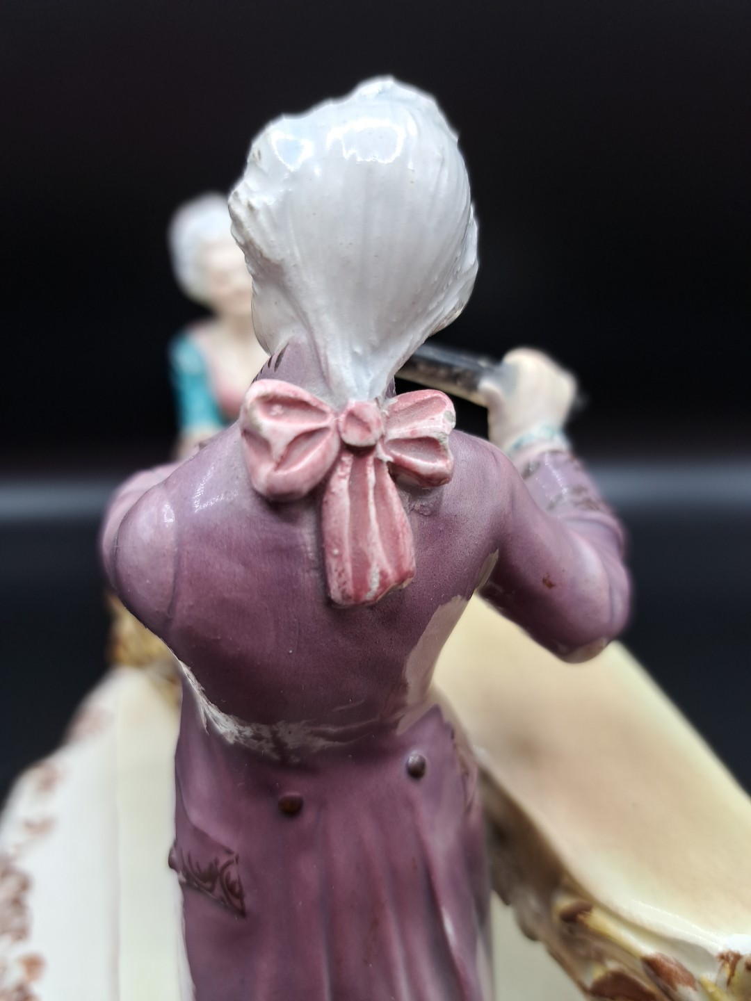 Italian Victorian Courting Couple Lady Gentleman Figurine Sculpture Piano