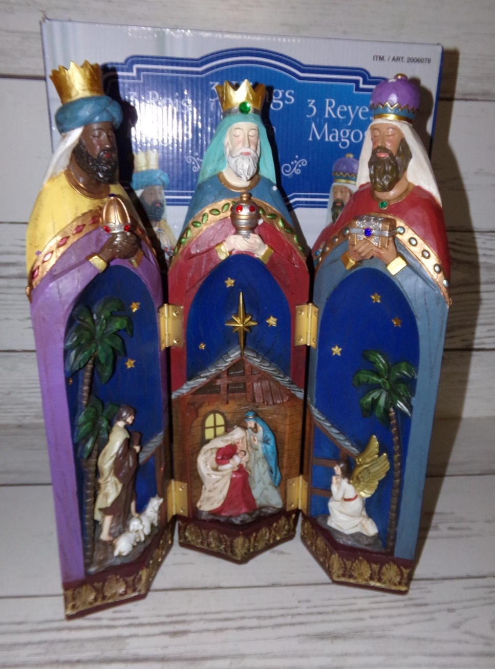 3 Kings Wise Men with Nativity Scene Christmas Hand Painted by Costco #2006079