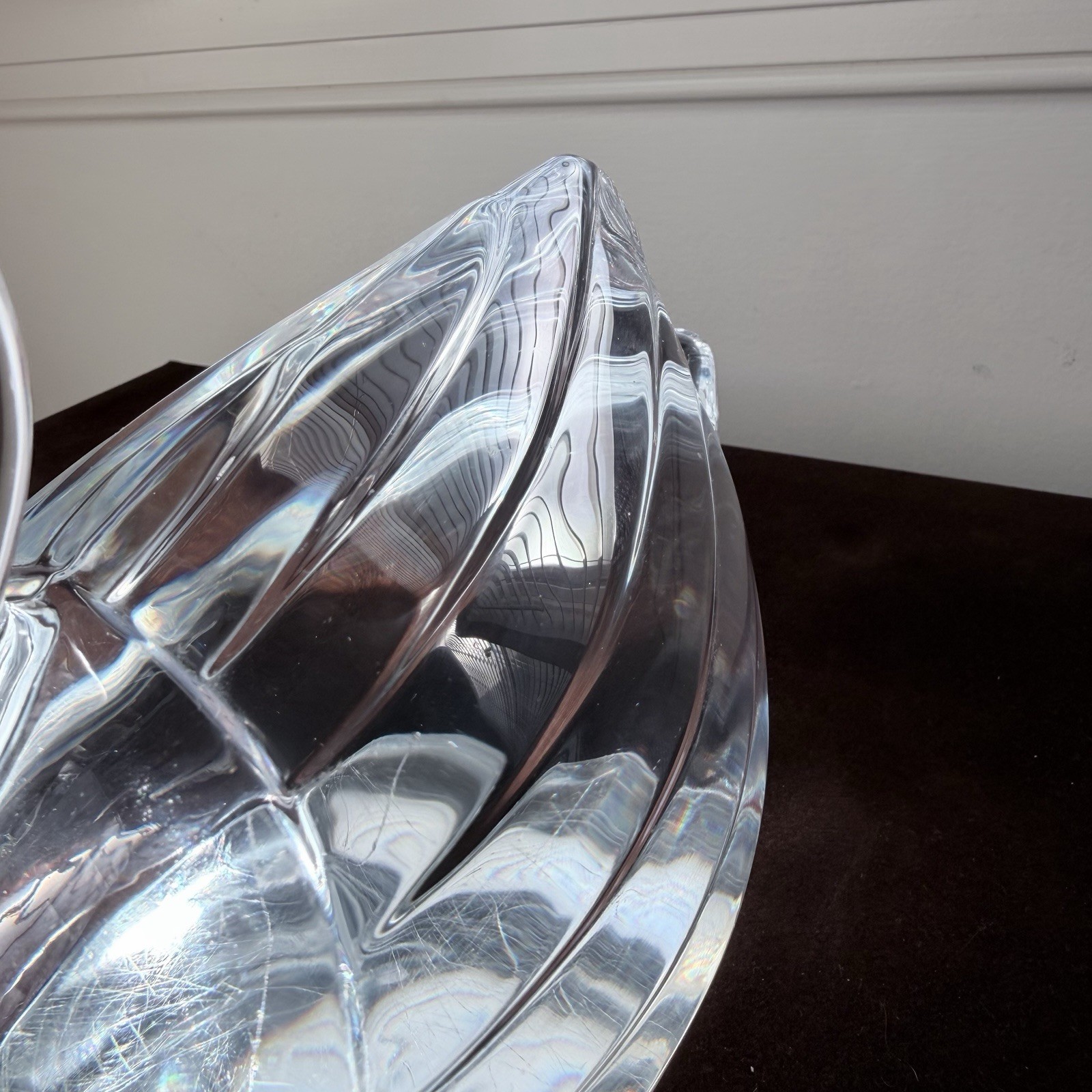 Lead Crystal Swan Figurine With Golden Crown Statue, Made in France