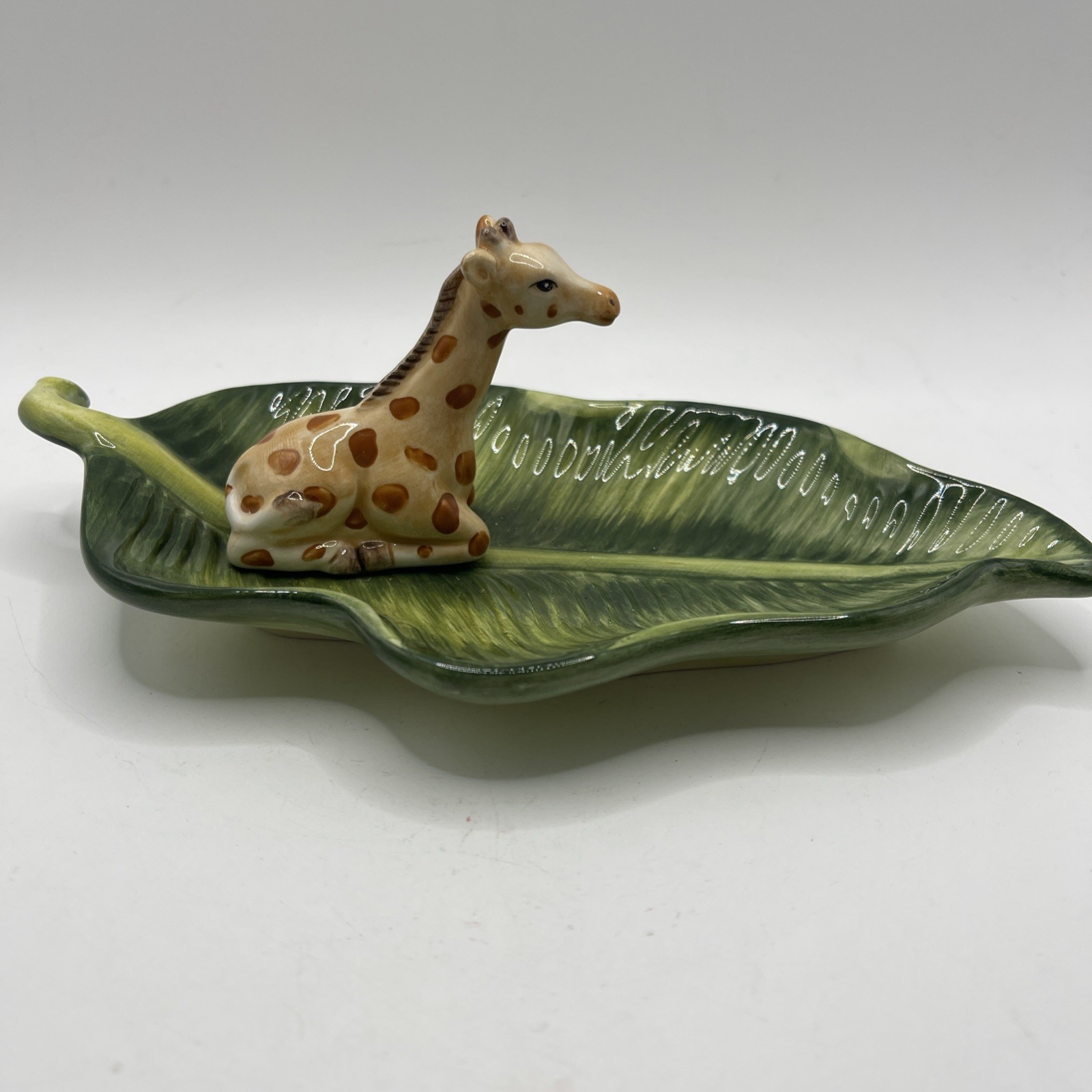 J Willfred The Charles Sadek Zebra and Giraffe on Banana Leaf Tray Dishes