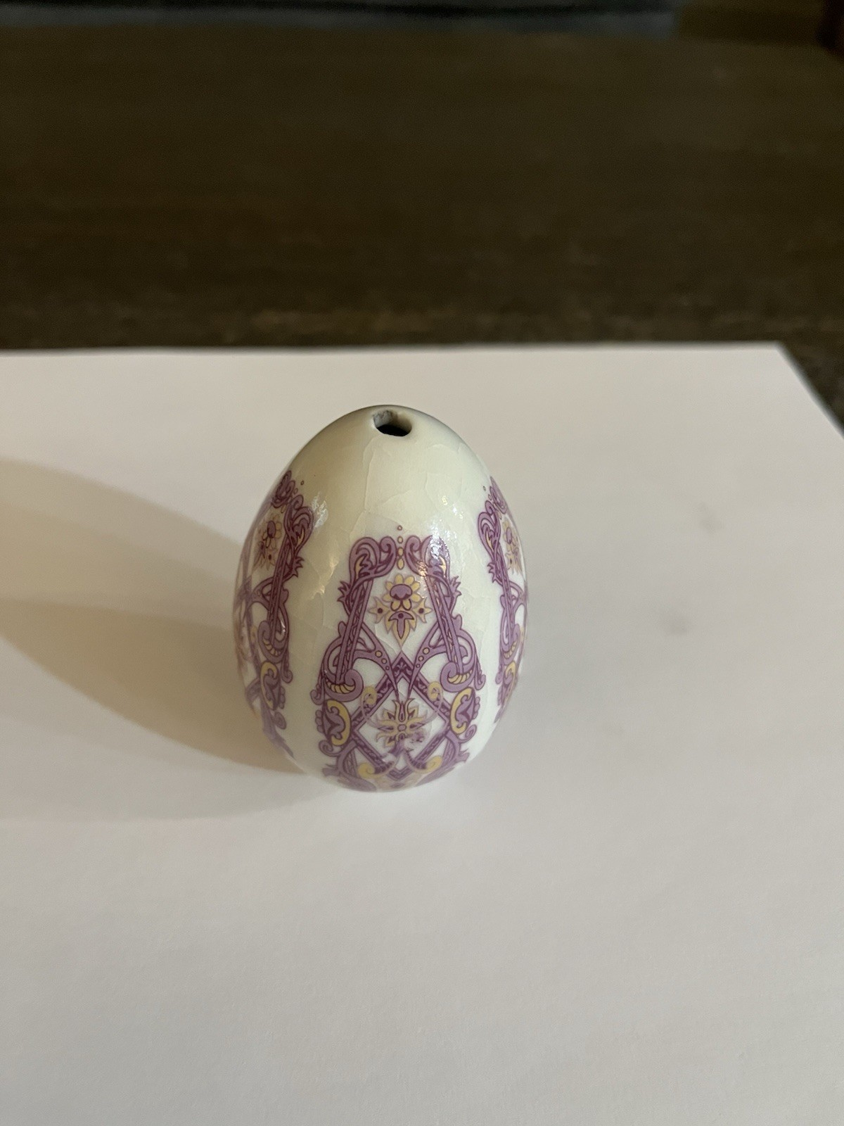 Ceramic Decorative Egg Purple Eastern Design, 3.0 Inch High