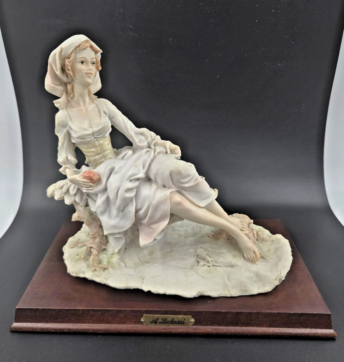 Beautiful Vintage A. Belcari ELEGANT LADY WOMAN Porcelain Figurine on Base