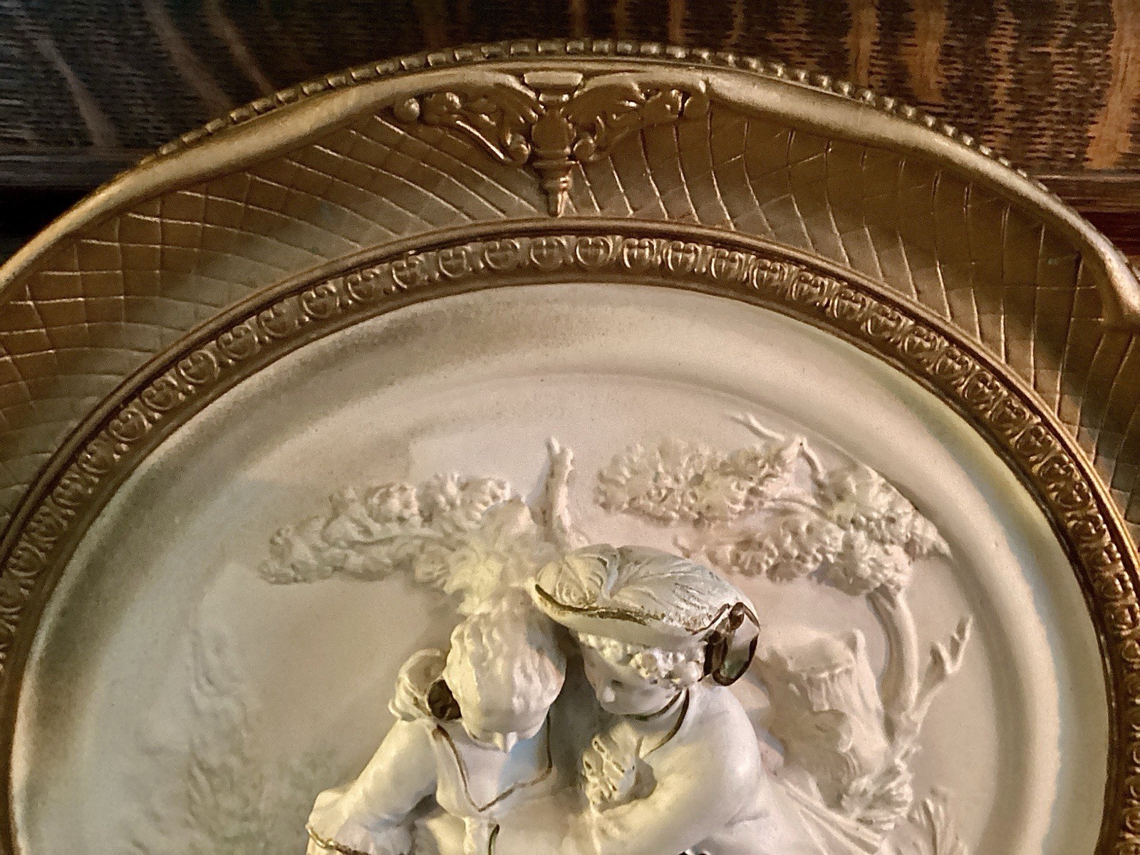 Vintage Alexander Backer Chalkware Wall Hanging Plaque Victorian (Set of 2)