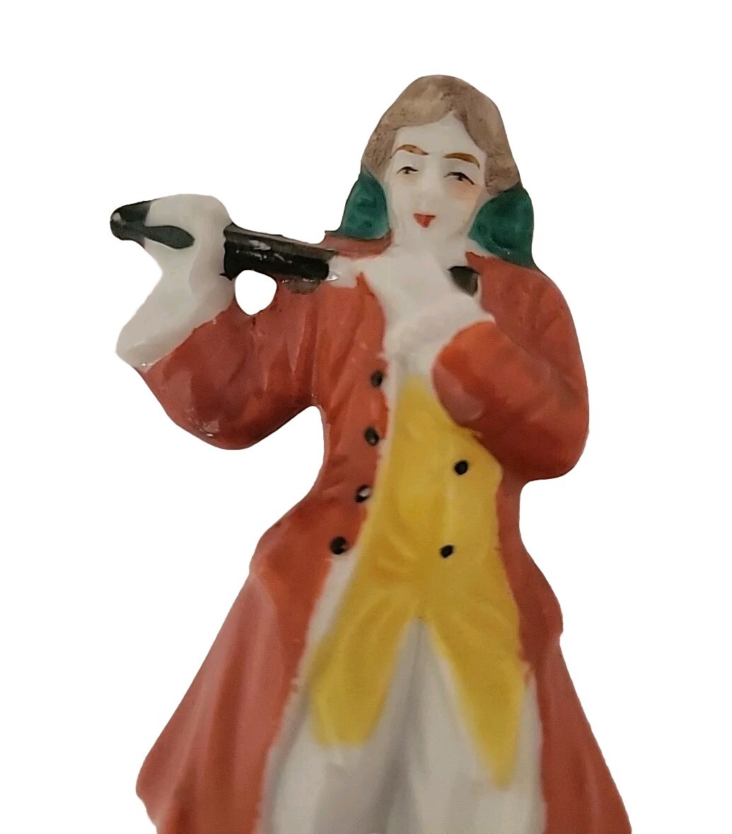Vintage Porcelain Flute Player Musician Figurine Made In Japan 3 5/8″