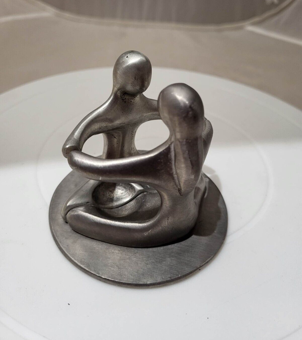 Vtg terufim israel pewter art man and woman embrace figurine 3 -Heavy- 21.43oz