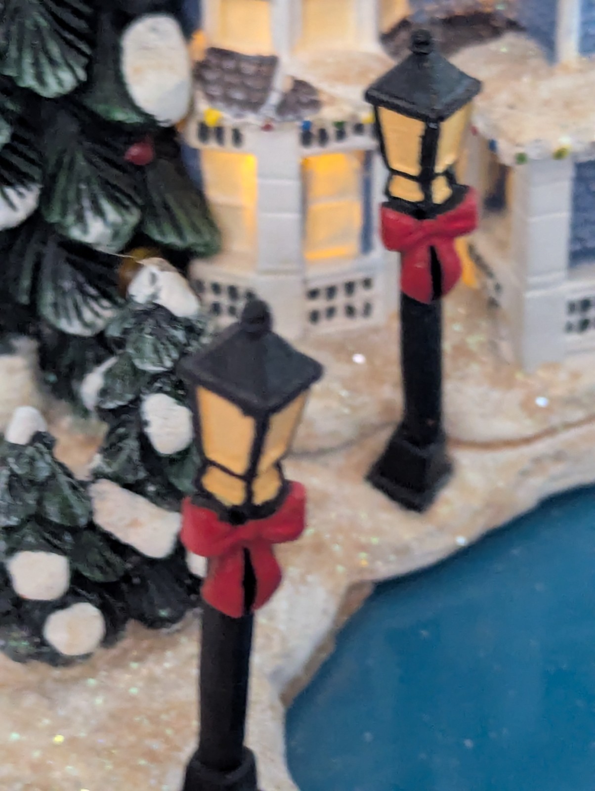 Bradford Exchange-Skating Pond Christmas Village-Lights/Music- Thomas Kinkade