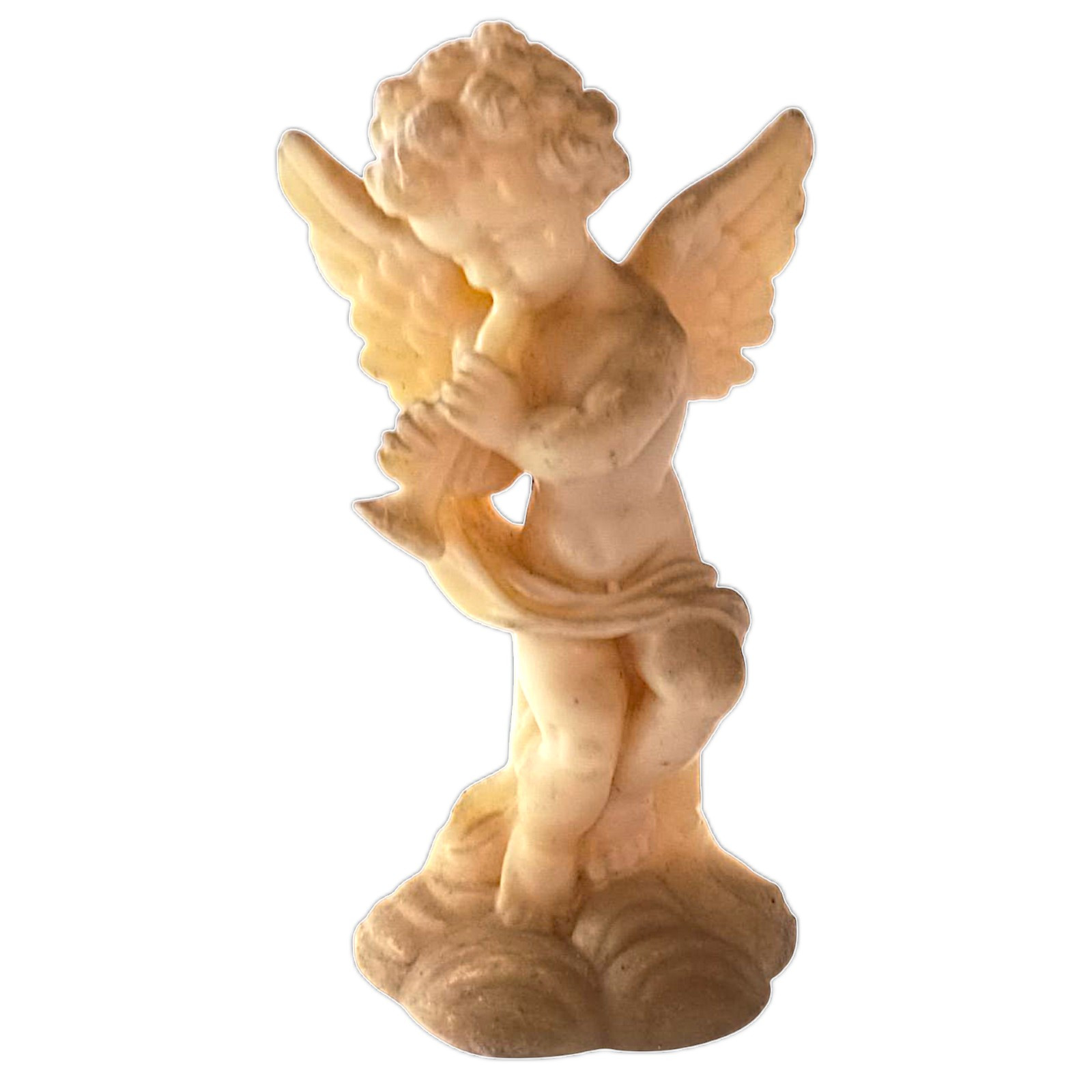 Vintage Darmil Composite Cherub Figure Angel Playing Flute Patina Baroque Rococo