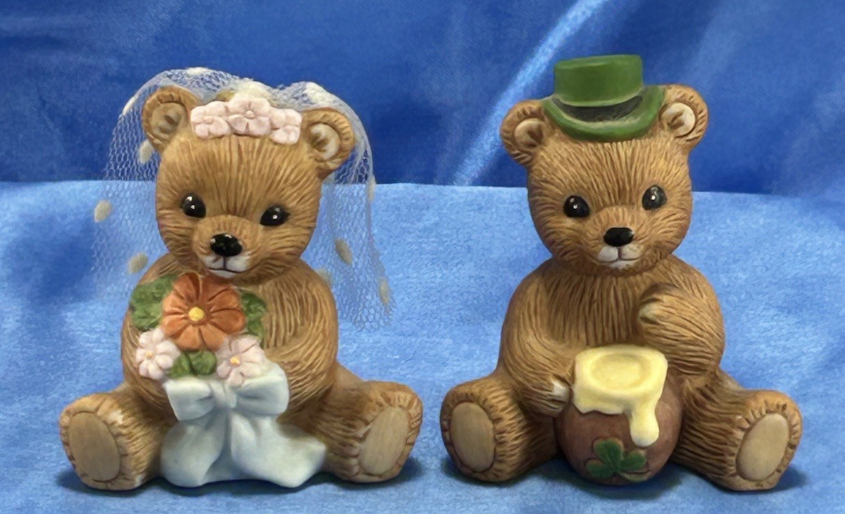 Vintage Home Interior Bride And Groom Bear Figurines # 1413