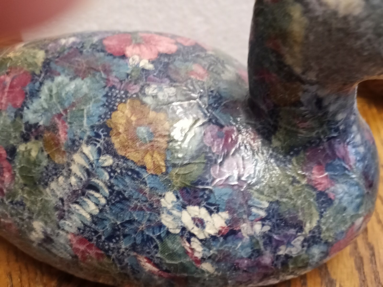 Vintage Decoupage Duck Blue Floral