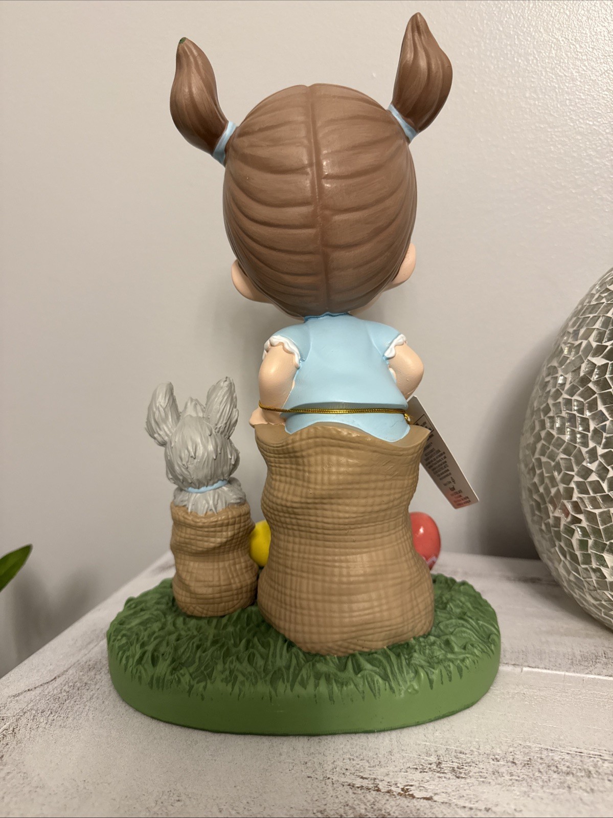 Precious Moments Girl & Bunny Easter Race Decor 10 1/2 in. H Rare! ADORABLE!