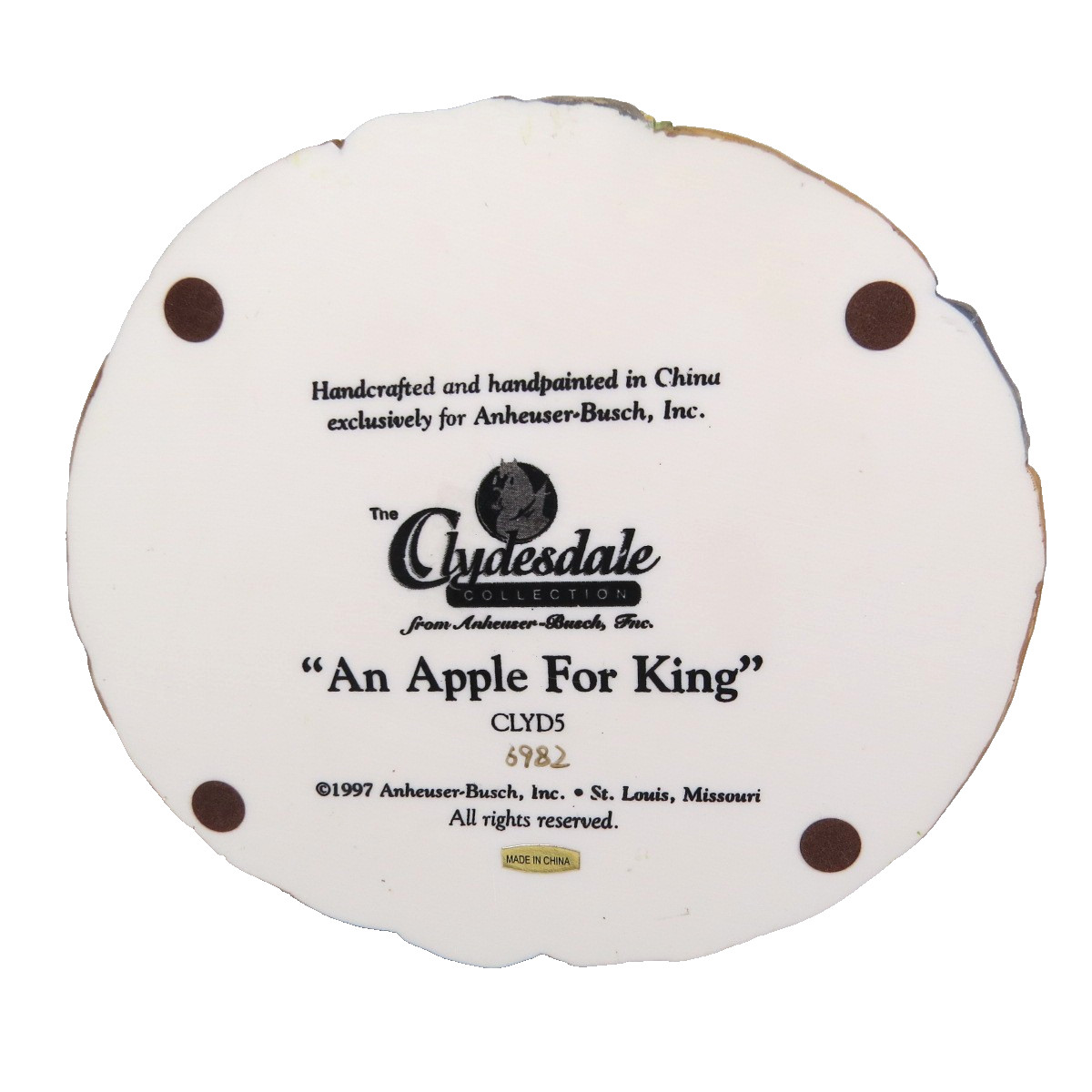 Anheuser-Busch Clydesdale Collection “An Apple For King” figurine horse #6982