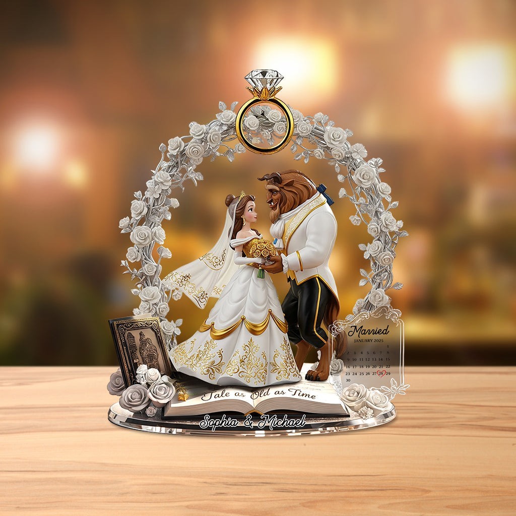 Personalized Belle Beauty And The Beast Acrylic Plaque Wooden Block Desk Decor