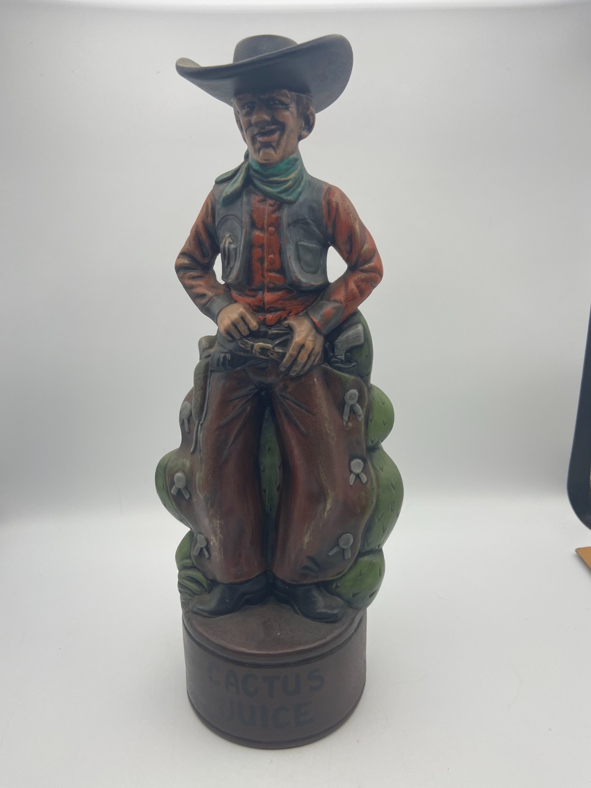 Vintage Cowboy Ceramic Cactus Juice Statue – Signed
