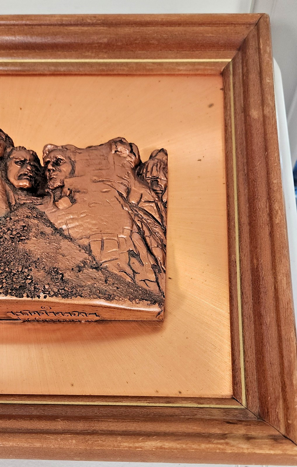 Coppercraft Carved 3D Mount Rushmore Wall Hanging Framed 16.5″x13.5” Pre-Owned