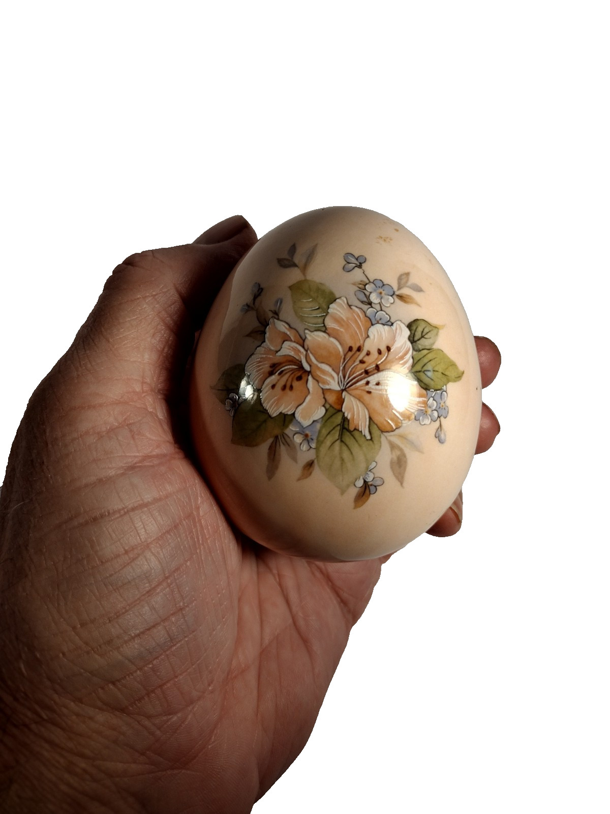 Vintage Victorian Age Ceramic Hand-painted Egg 3 Oz 3″High X2.5″W.
