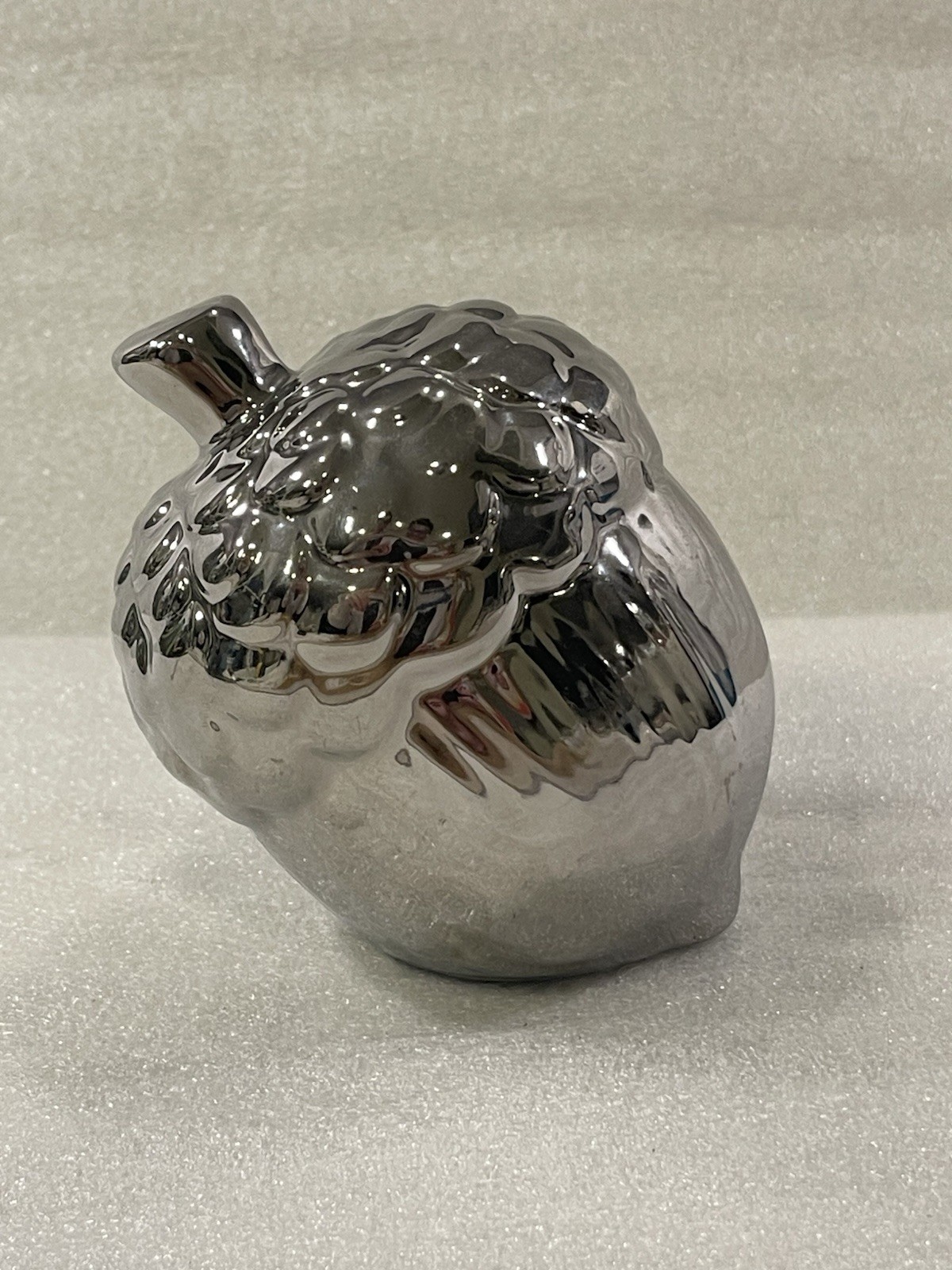 Chrome Acorn Ceramic Figurine Silver Modern Fall Decor 4in Sculpture