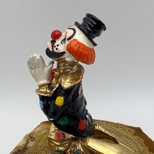 1983 Ron Lee Praying Clown “Hobo Joe” Sculpture 24K Signed Circus Retro Vintage