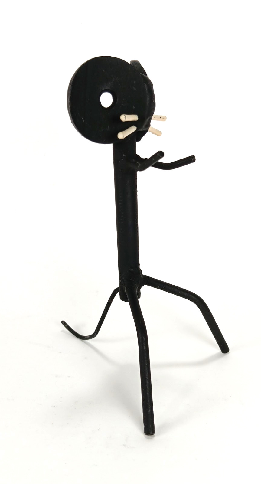 VTG Mouse Sculpture Handmade Mid Century Black Cast Metal Abstract Art Figure