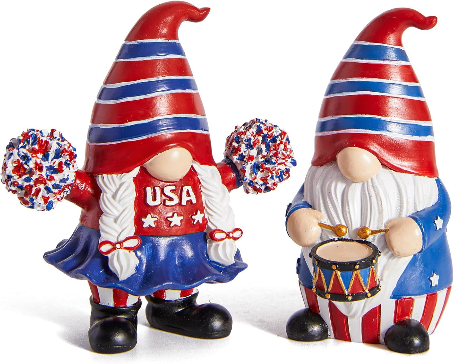 4Th of July & Memorial Day Decorations, Patriotic Gnomes Decor Red Blue Resin Fi
