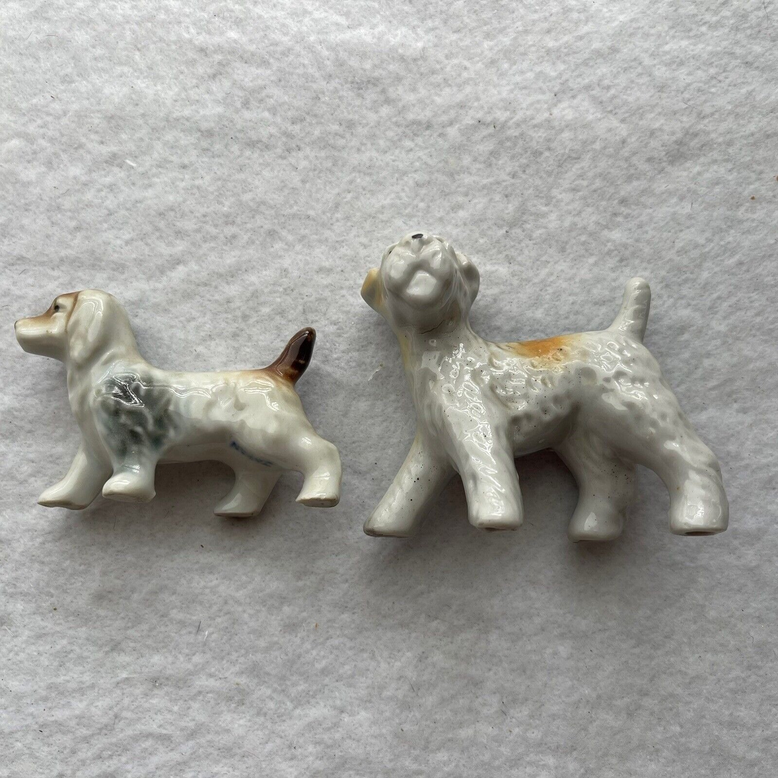 Mini Dogs Figurines Porcelain Japan Terrier Beagle Set Of 2 Vintage