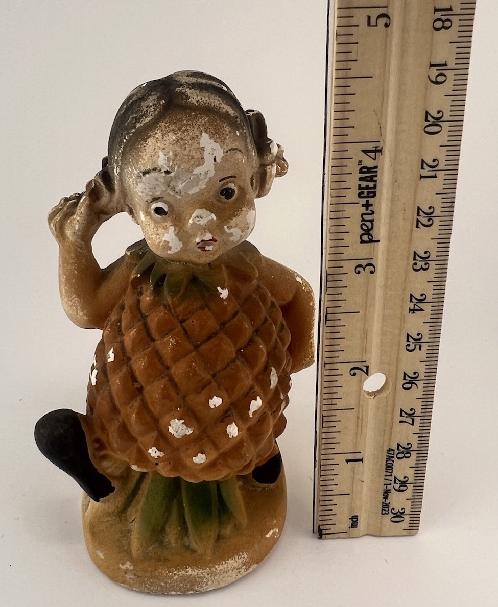 Vintage 1942 Peedee Carlton Ware Fruit Kids Penny Pineapple Chalkware Figure