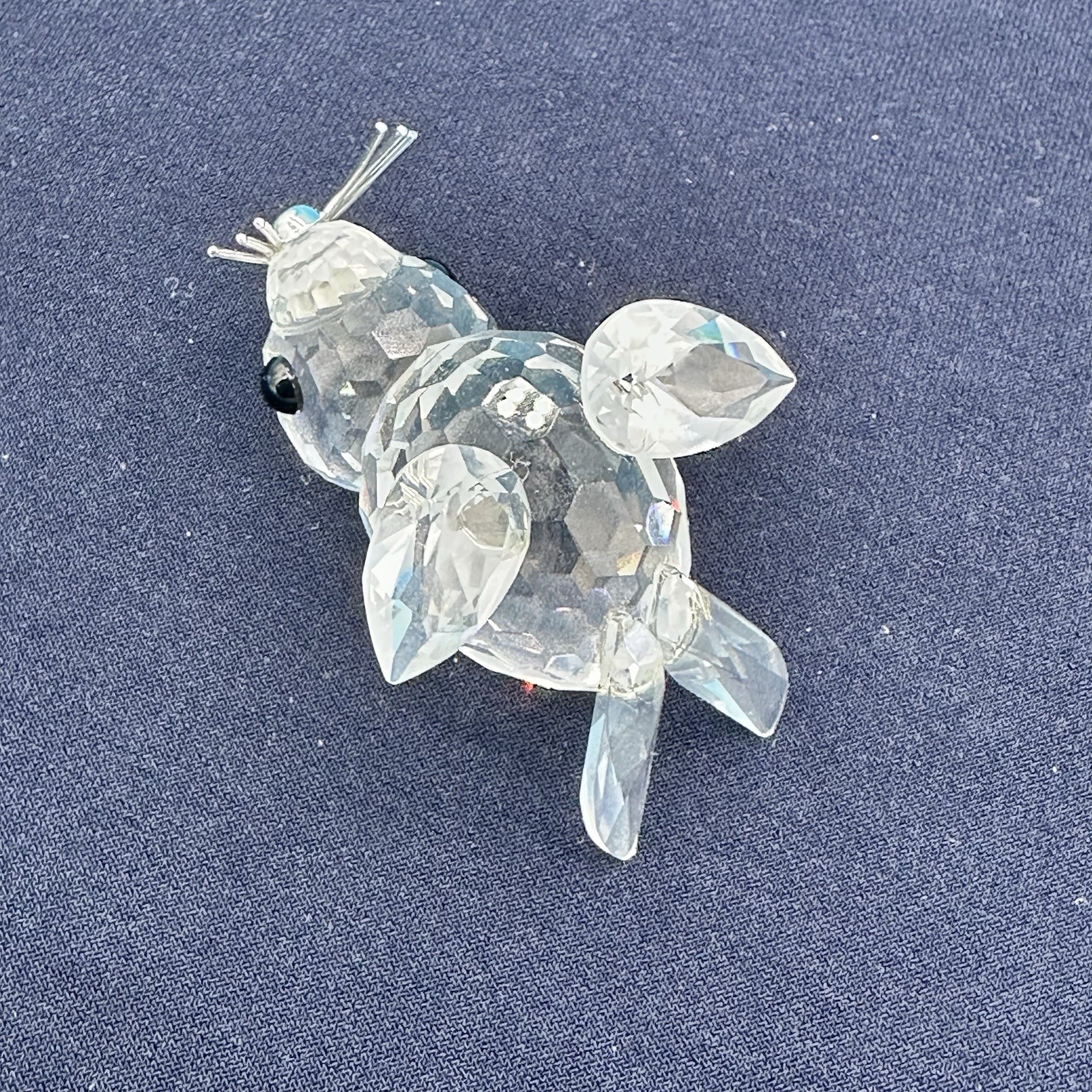 Swarovski Crystal Baby Seal Figurine Clear Faceted Glass Animal Black Eyes 7663