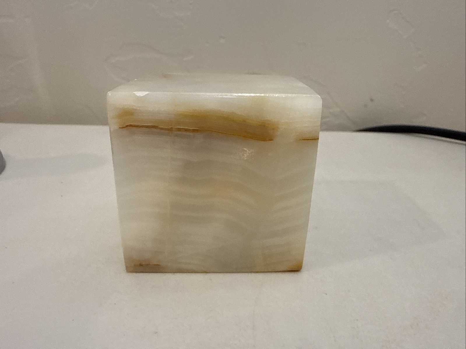 Vintage Onyx Statue Cube, Hand Carved Marble Made In Mexico Labeled 2” ~0.8lb