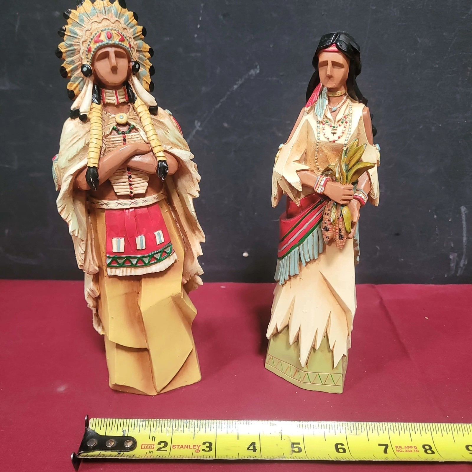 Pacific Rim Thanksgiving Decor Cubist Native American Indians 9″ Figure Set