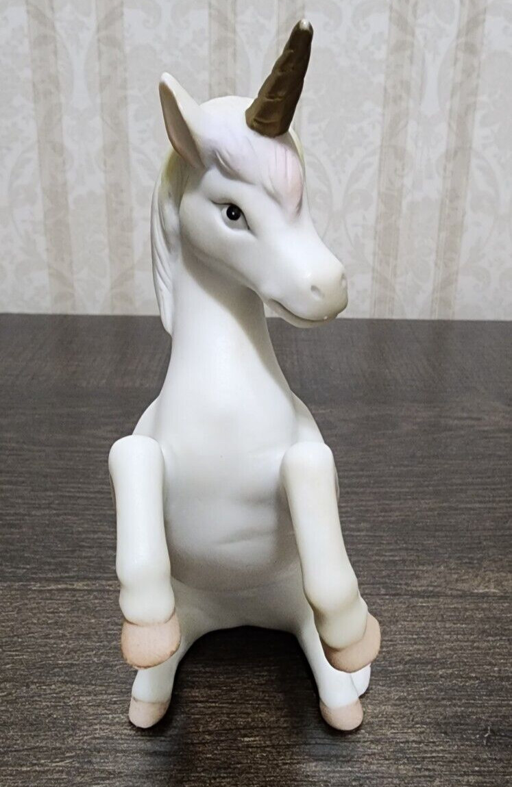 (2) Vtg Geo Lefton Hand Painted Unicorn Figurines 1985 Pastels Rainbow 04882