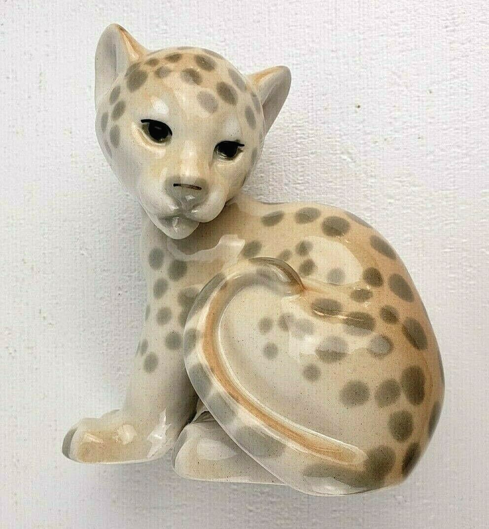 USSR Lomonosov Russian Porcelain Lion and Cheetah Cubs Cat Figurines