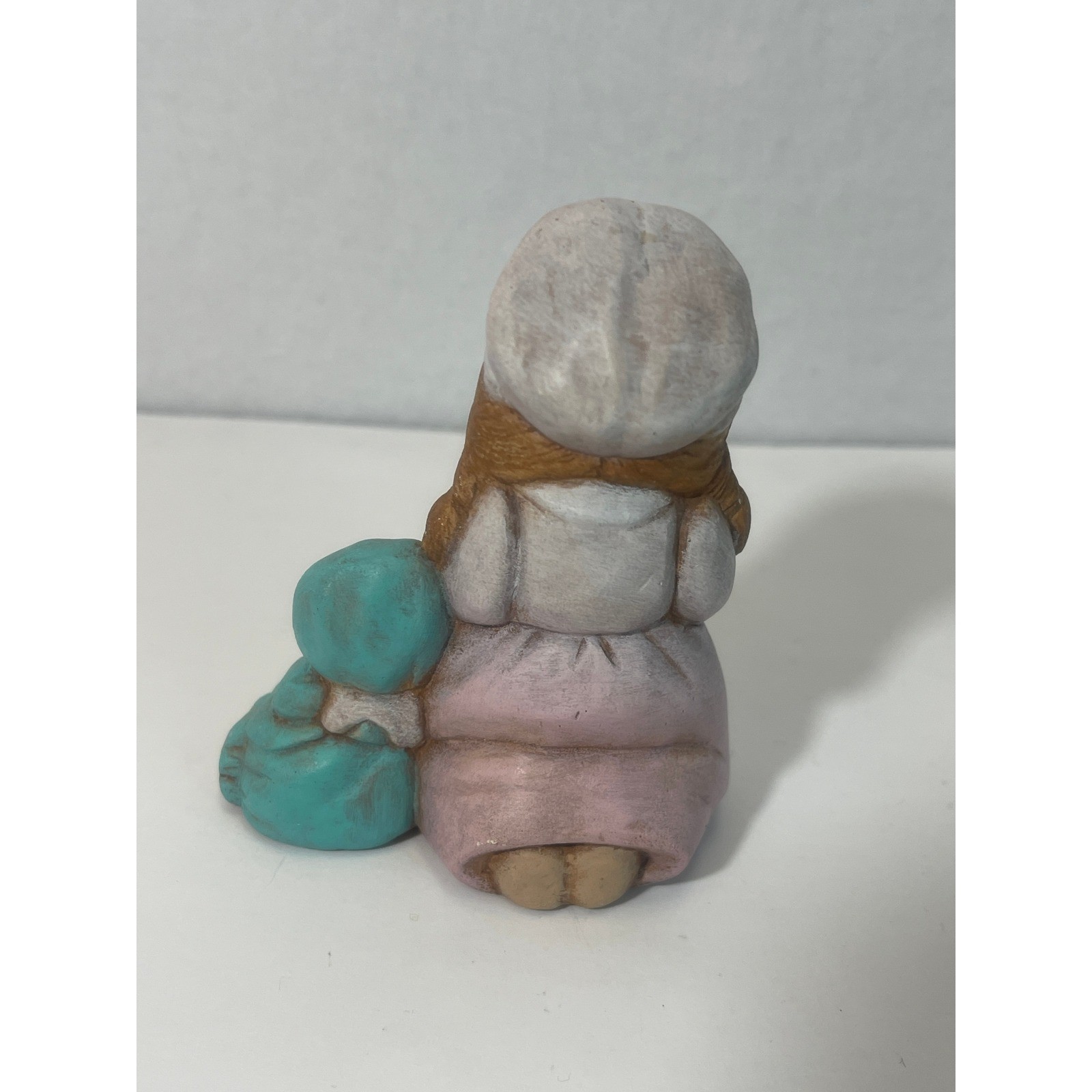 Vintage Ceramic Praying Children Figurine With Teddy Bear DM 10/7/99 Nowell’s