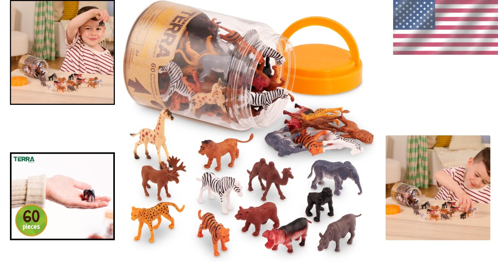 Educational 60-Piece Mini Wild Animal Figurines – Perfect for Kids 3 & Up