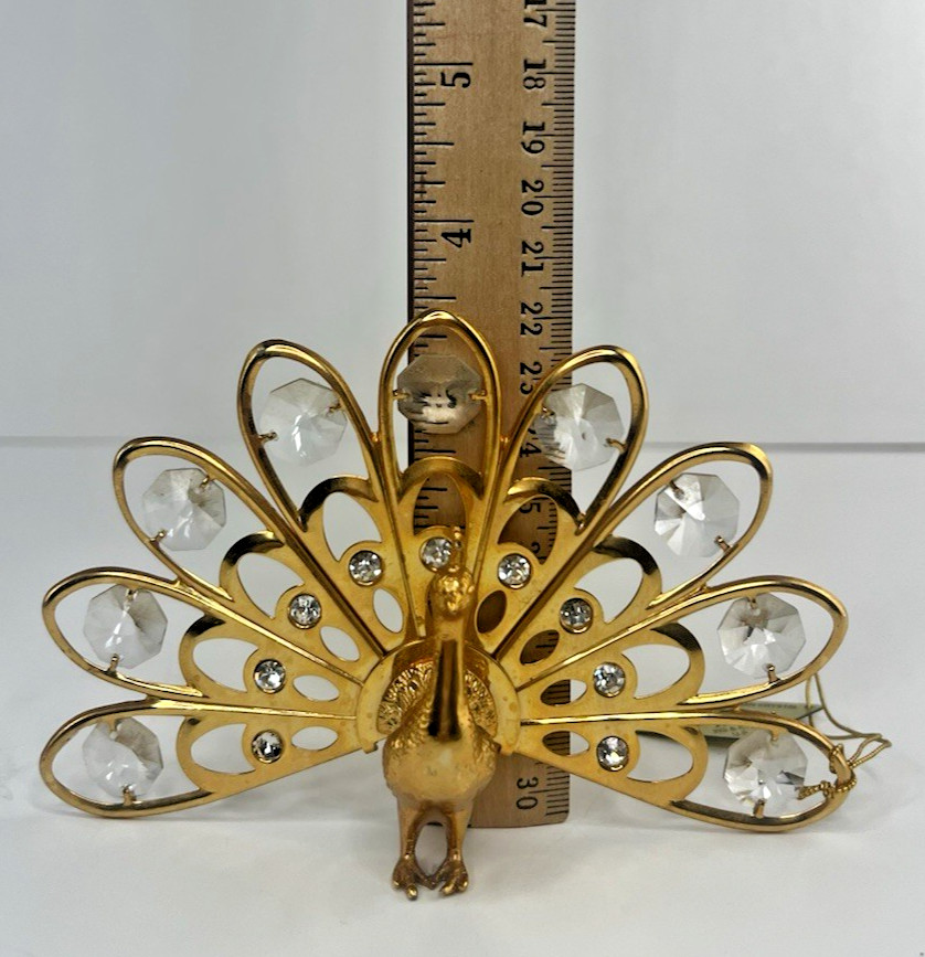 Peacock Figurine 24K Gold Plated Austrian Crystal KG & C