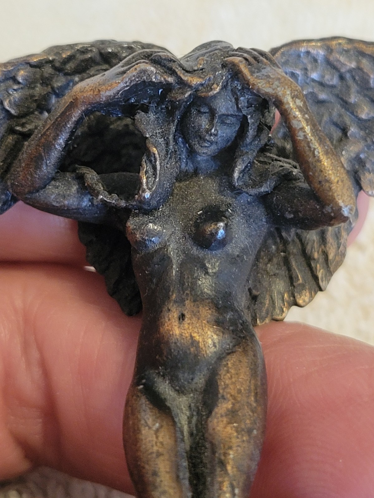 Vintage Bronze Woman Angel Statue