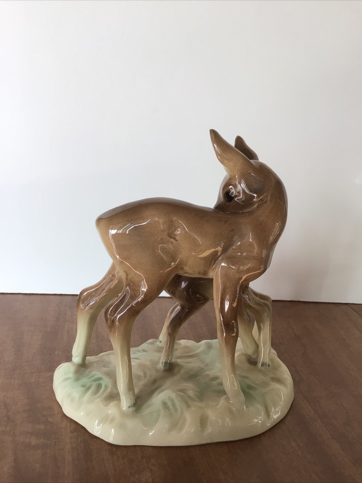 Vintage Brown Porcelain Doe and Fawn Standing Figurine, 2491, Western Germany