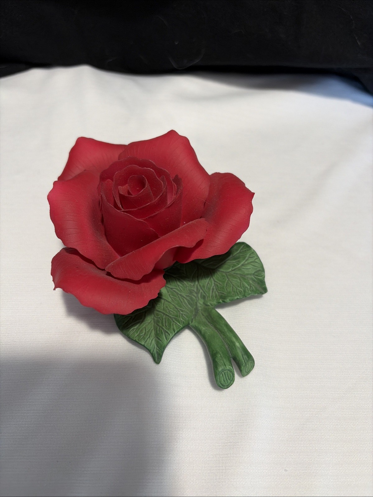 Vintage Red Rose Flower Porcelain Sculpted Figurine Olympiad- Capodimonte Style