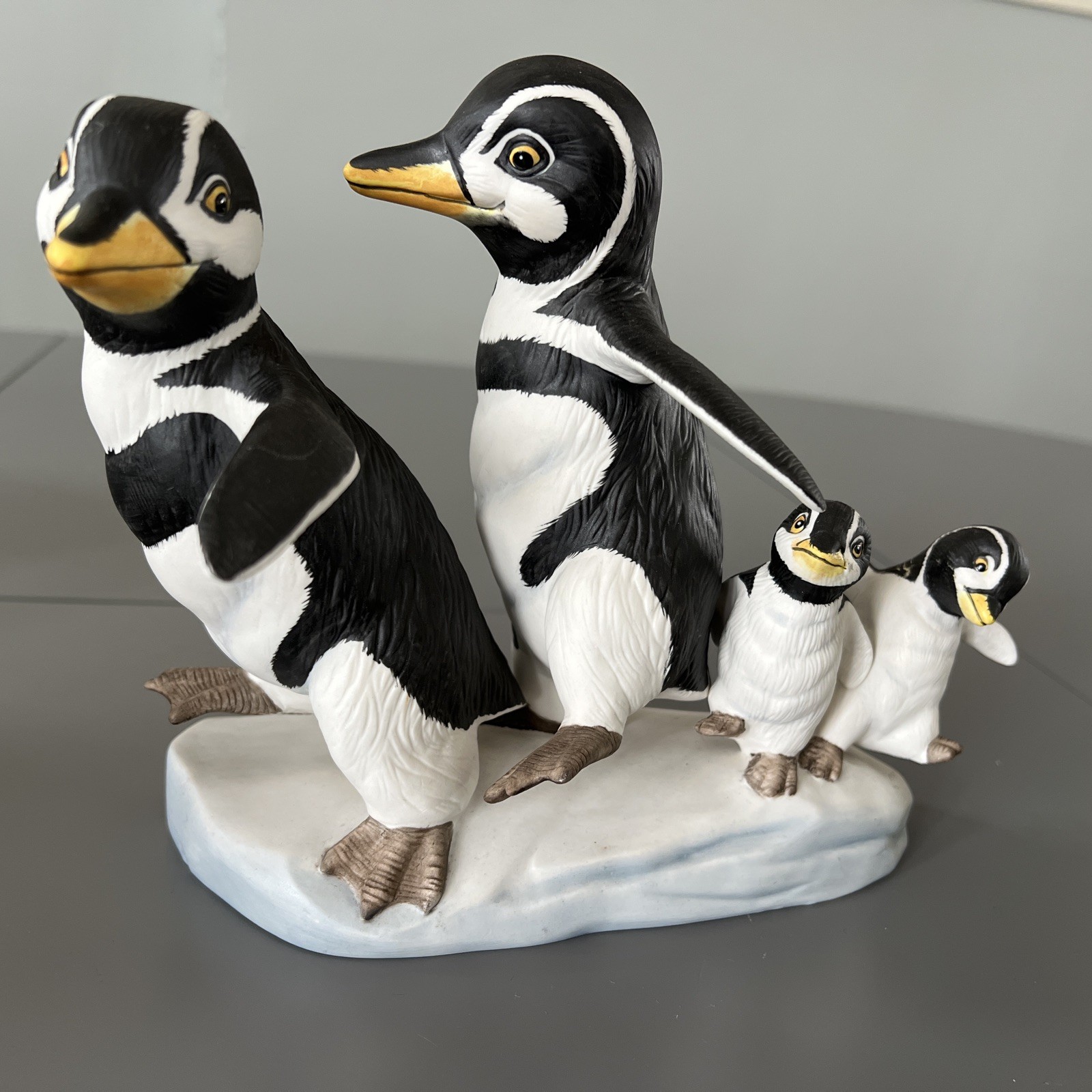 1989 Franklin Mint Handpainted “Walk This Way” Penguins Porcelain Figurine