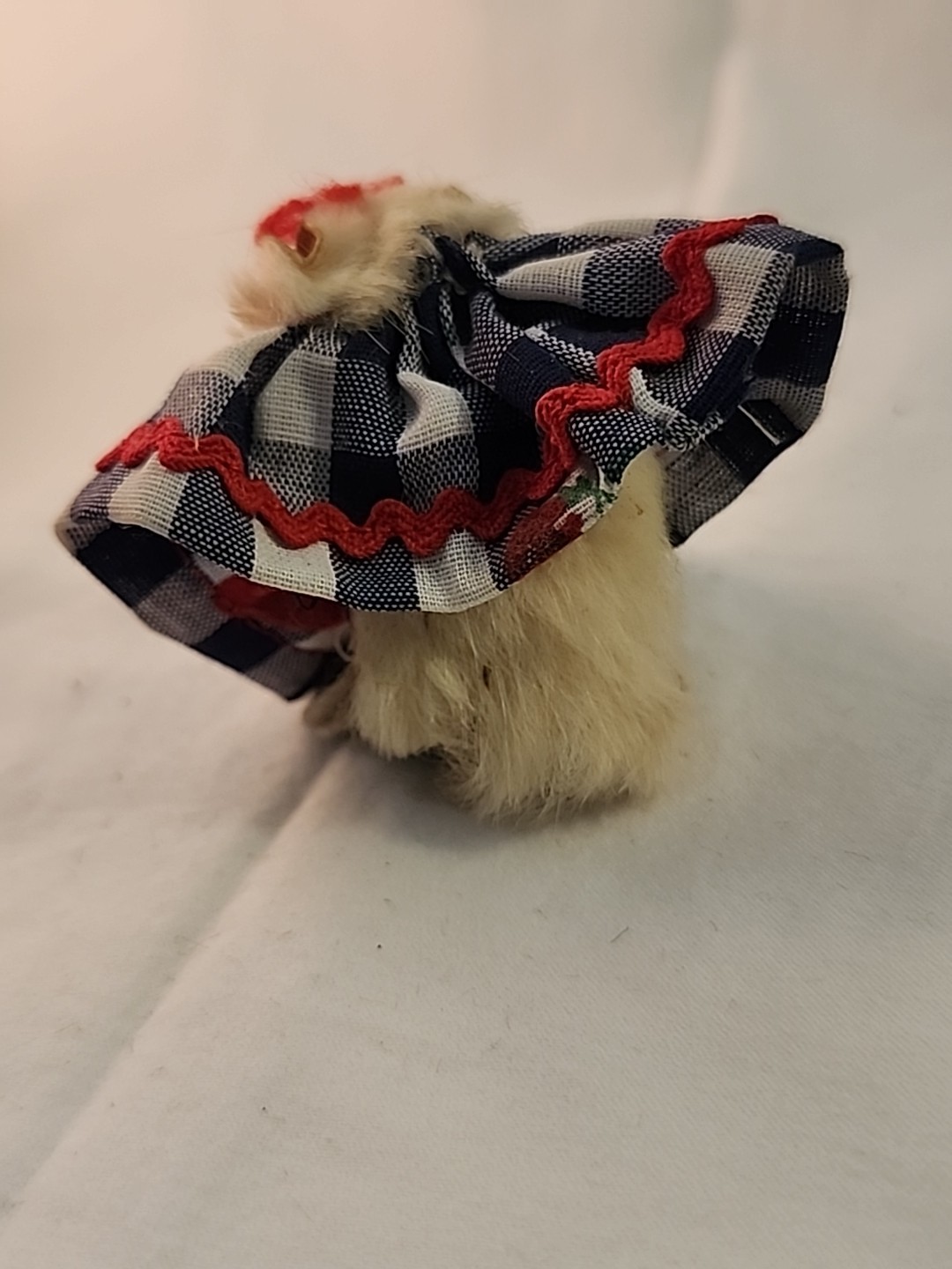 Vintage Original Fur Toys Mouse in Dress with Spoon West Germany