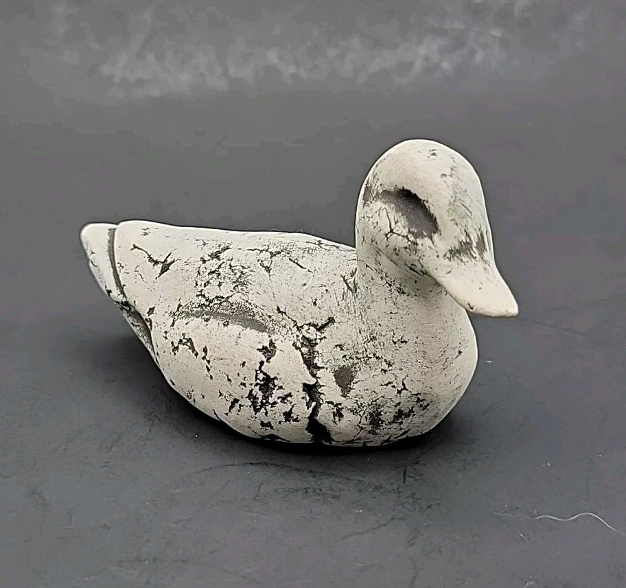 Stan Langtwait Carved Duck Sculpture Shapes Of Clay Figurine Signed
