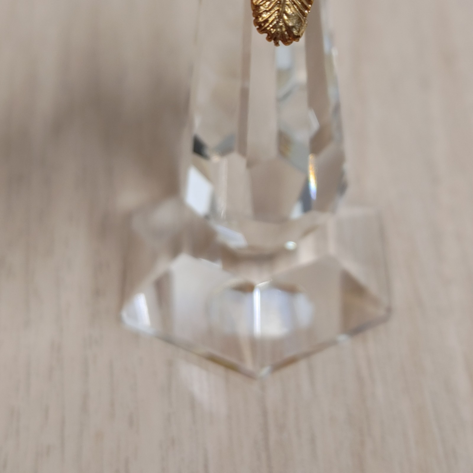 Crystal Palm Tree Figurine Gold-Toned Metal Leaves 2 3/4″ Tall
