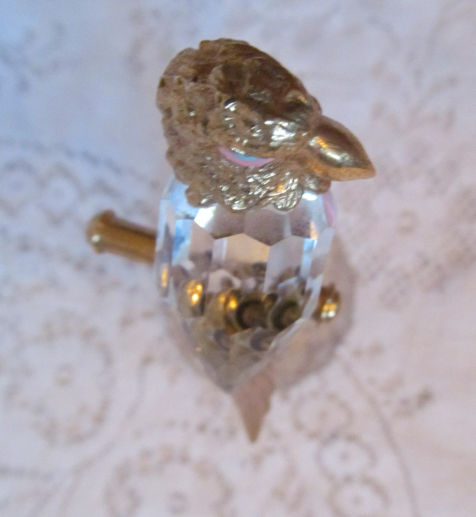 Vintage 80’s Swarovski Trimlite Crystal Gold Plated Parrot on Perch Figurine