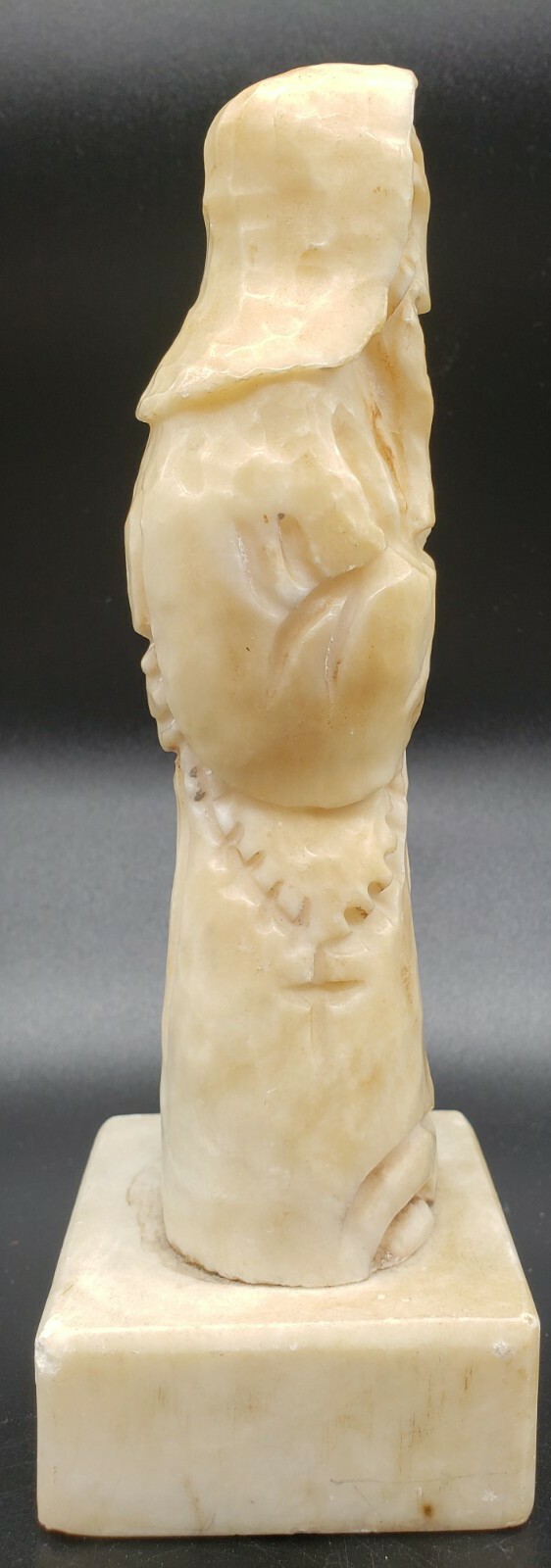 Vtg Alabaster Marble Monk Statue 8″ Carved Stone Religious Figure Heavy 2lb MCM